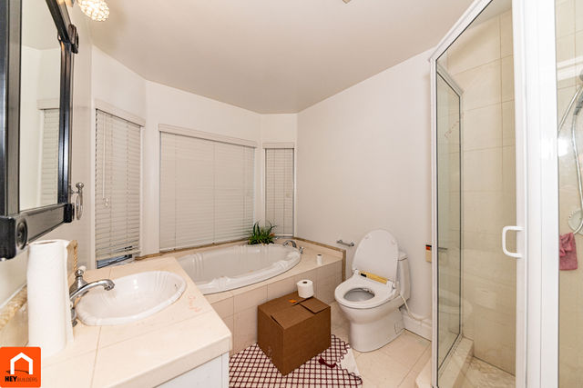 Master bathroom before renovation - wide angle showing full layout
